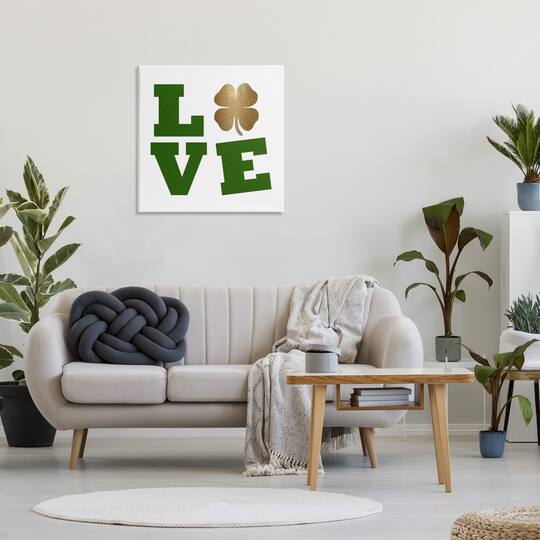 Stupell Industries St Patrick's Day Clover Love Canvas Wall Art